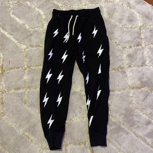 Aviator Nation Bolt Stitch Repeat Sweatpants Black//White XL (dupe)